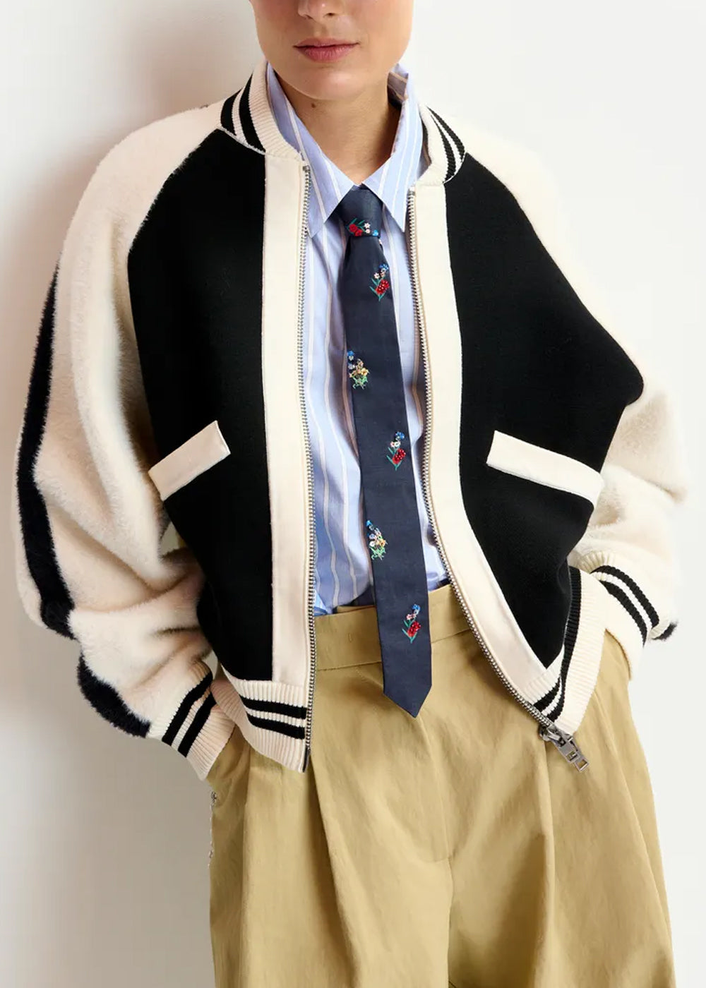 VESTE ESSENTIEL ANTWERP IDOL KNITTED BICOLOUR JACKET
