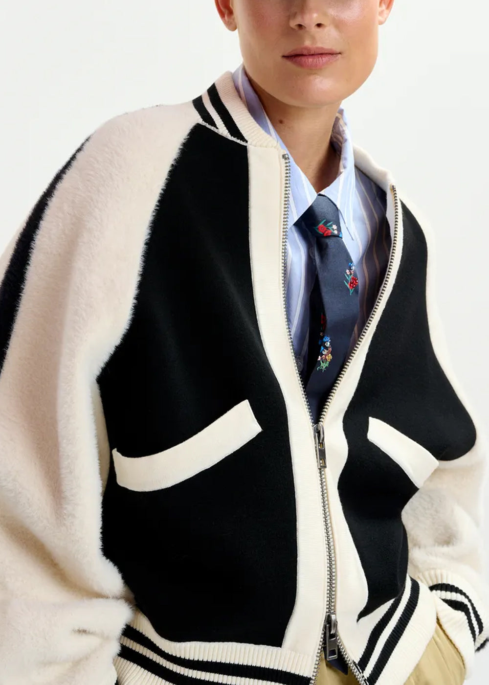 VESTE ESSENTIEL ANTWERP IDOL KNITTED BICOLOUR JACKET