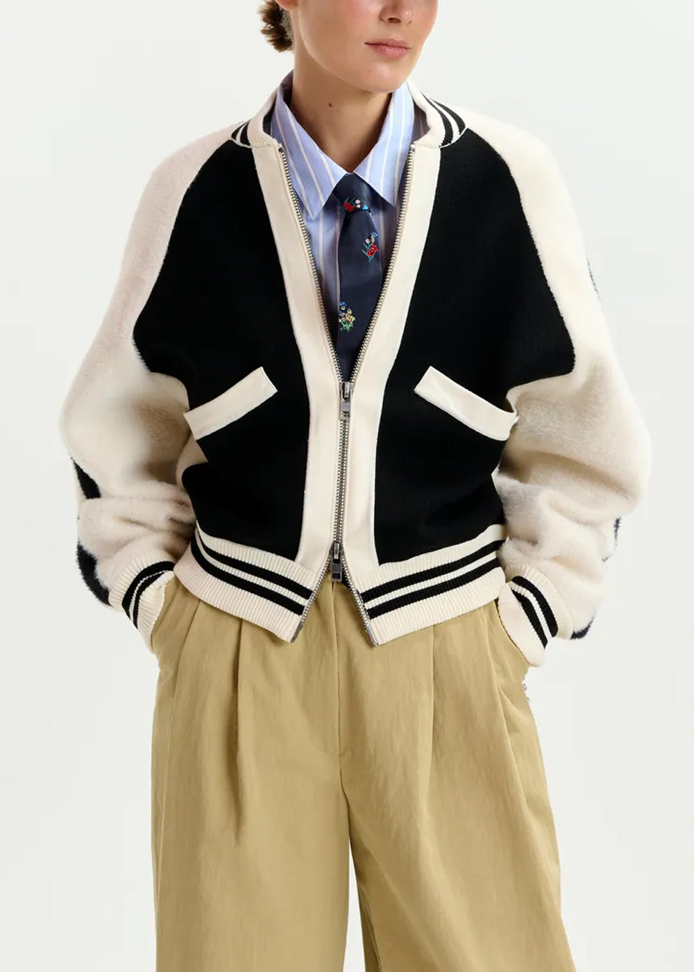 VESTE ESSENTIEL ANTWERP IDOL KNITTED BICOLOUR JACKET