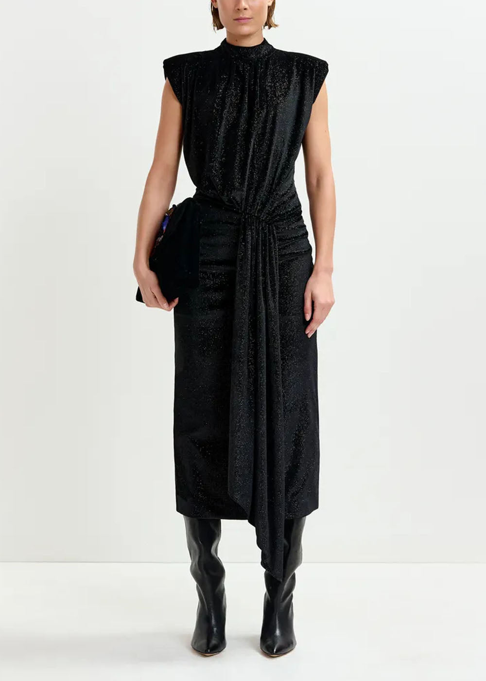 ROBE ESSENTIEL ANTWERP INCHE VELVET JERSEY DRESS