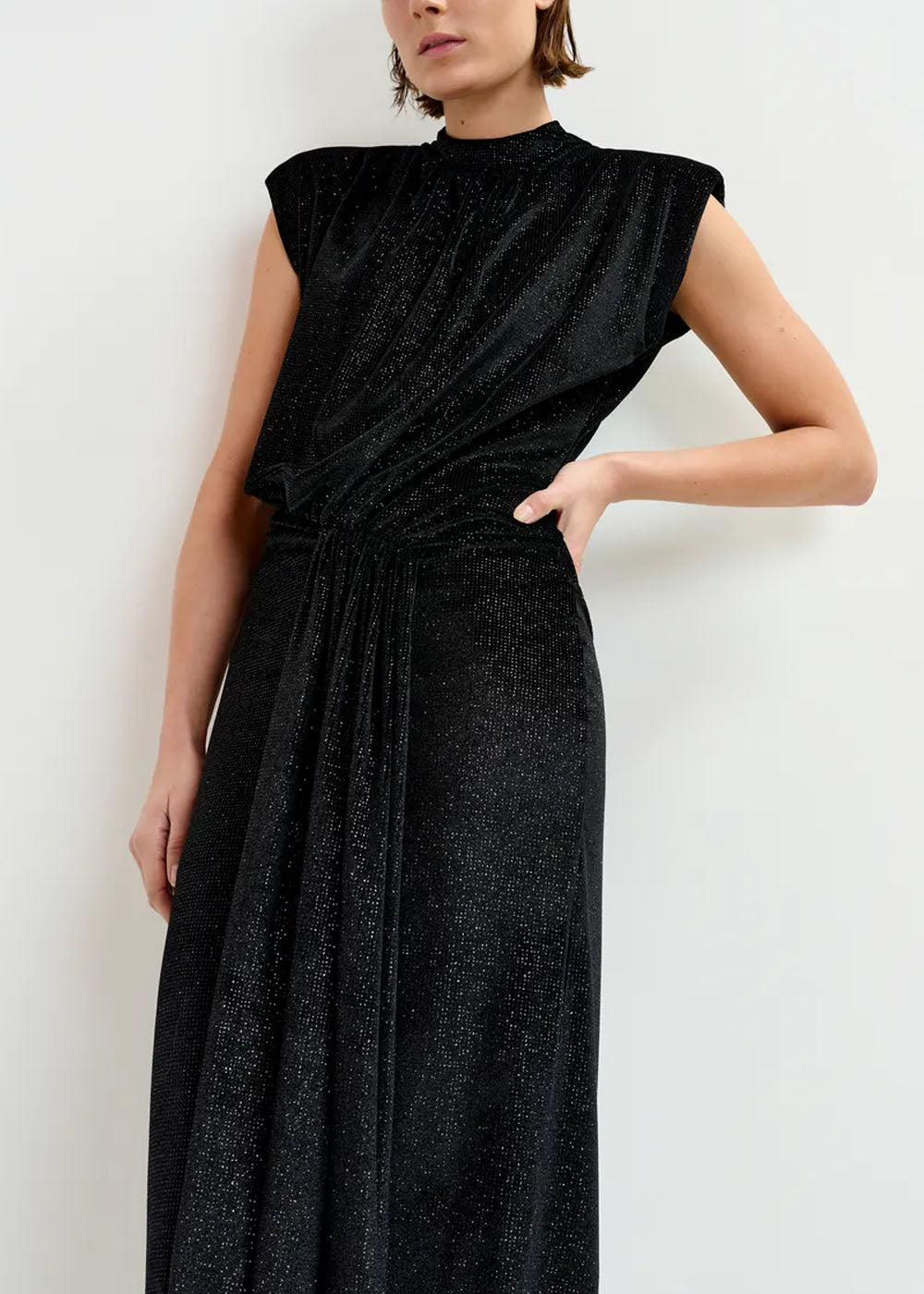 ROBE ESSENTIEL ANTWERP INCHE VELVET JERSEY DRESS