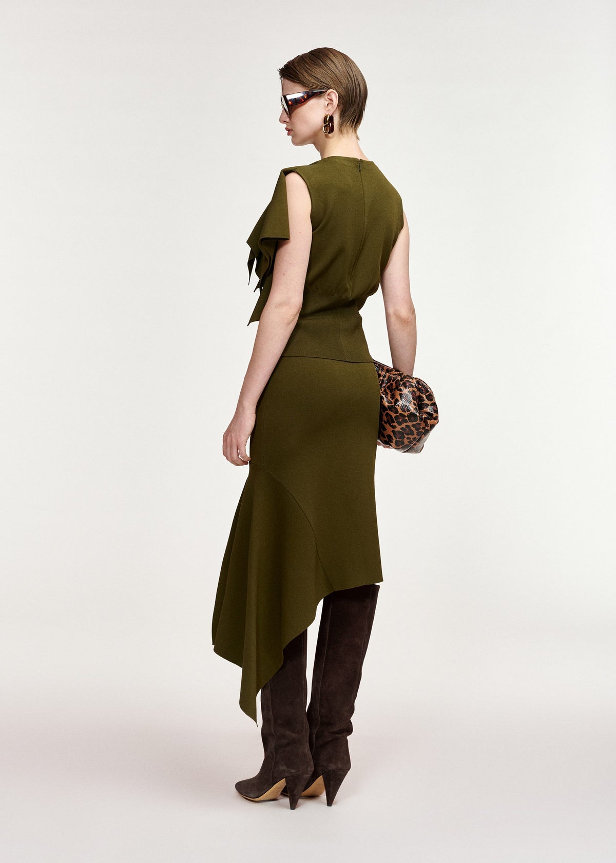 Jupe Essentiel Antwerp Kap kaki, vue 6 – jupe femme | Ann Tuil