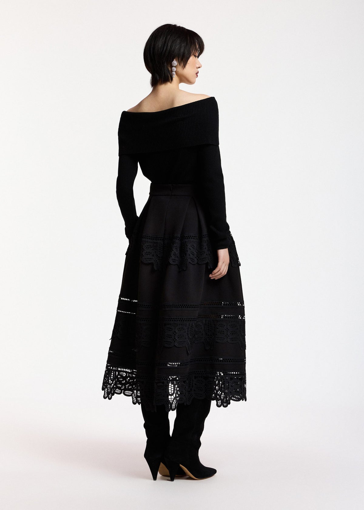 Jupe longue Essentiel Antwerp Kommon noir, vue 6 – jupe longue femme | Ann Tuil