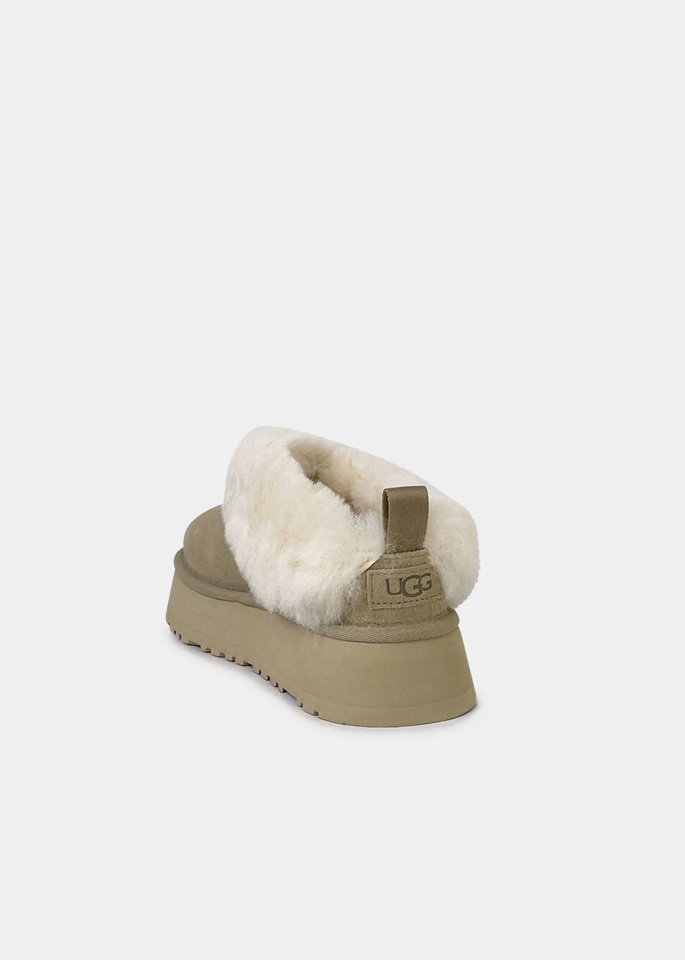 Mules plateforme UGG Tazzelle en velours beige mustard seed, vue 4 – mules femme | Ann Tuil
