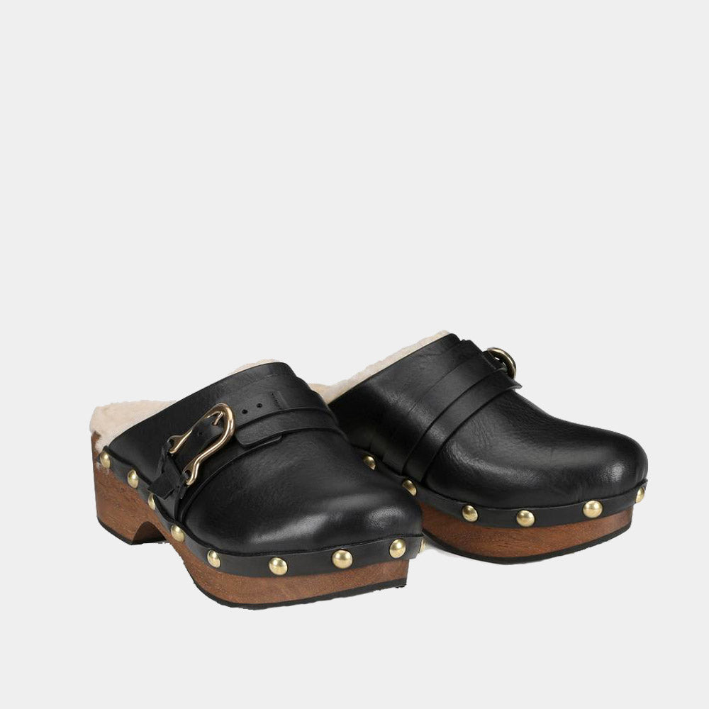 Sabots Sartore Sia Bis SR4033 en cuir noir, vue 3 – sabots femme | Ann Tuil