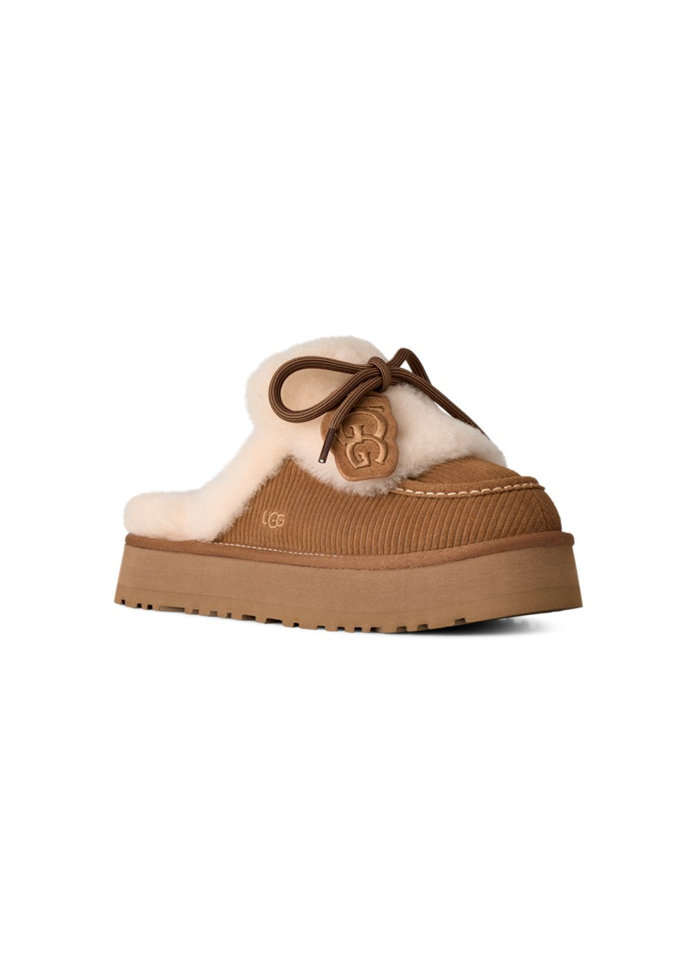Mules UGG Disquette Heritage en velours camel, vue 2 | Ann Tuil