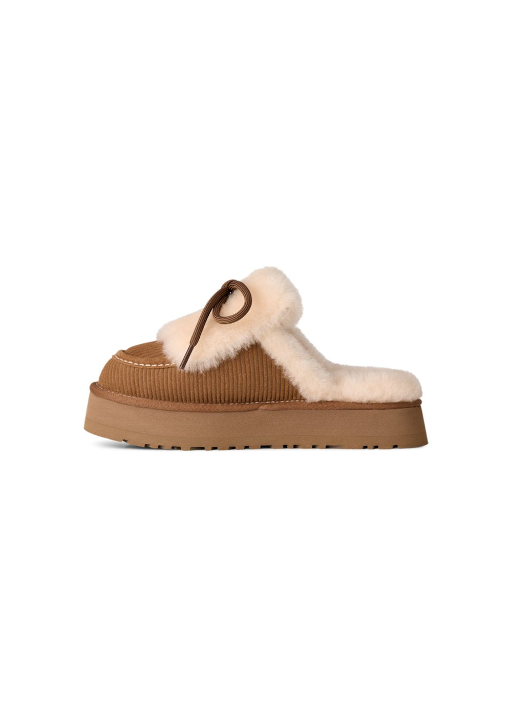 Mules UGG Disquette Heritage en velours camel, vue 3 | Ann Tuil