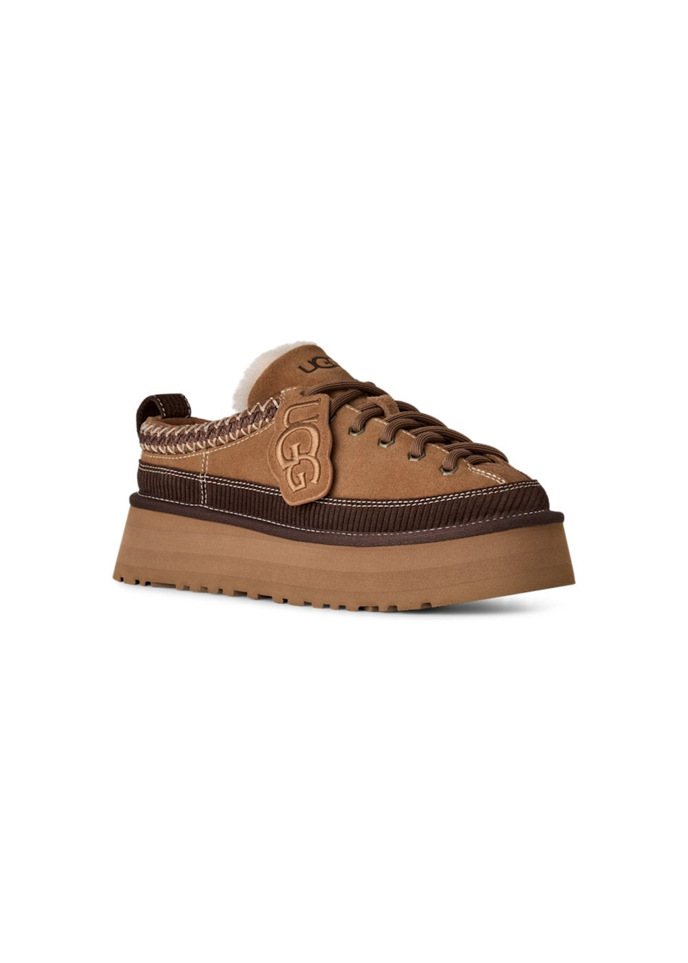 Slippers UGG Heritage Lace-Up en velours camel, vue 2 | Ann Tuil