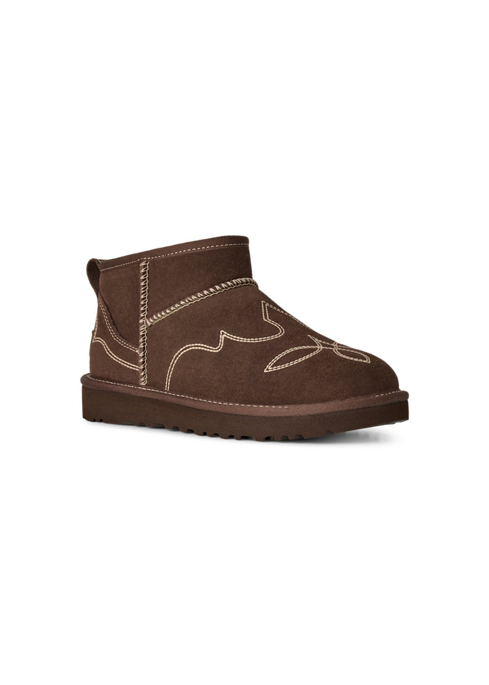Boots UGG Classic Ultra Mini Western en velours marron, vue 2 | Ann Tuil