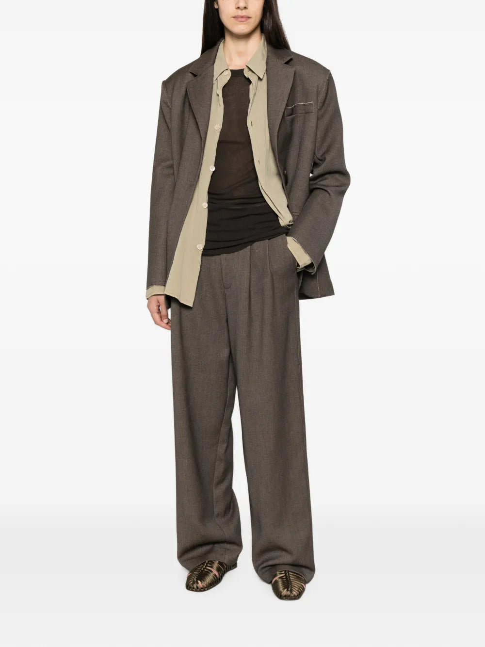 Pantalon Eleh marron plissé