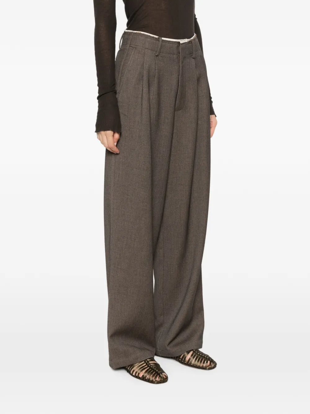 Pantalon Eleh marron plissé