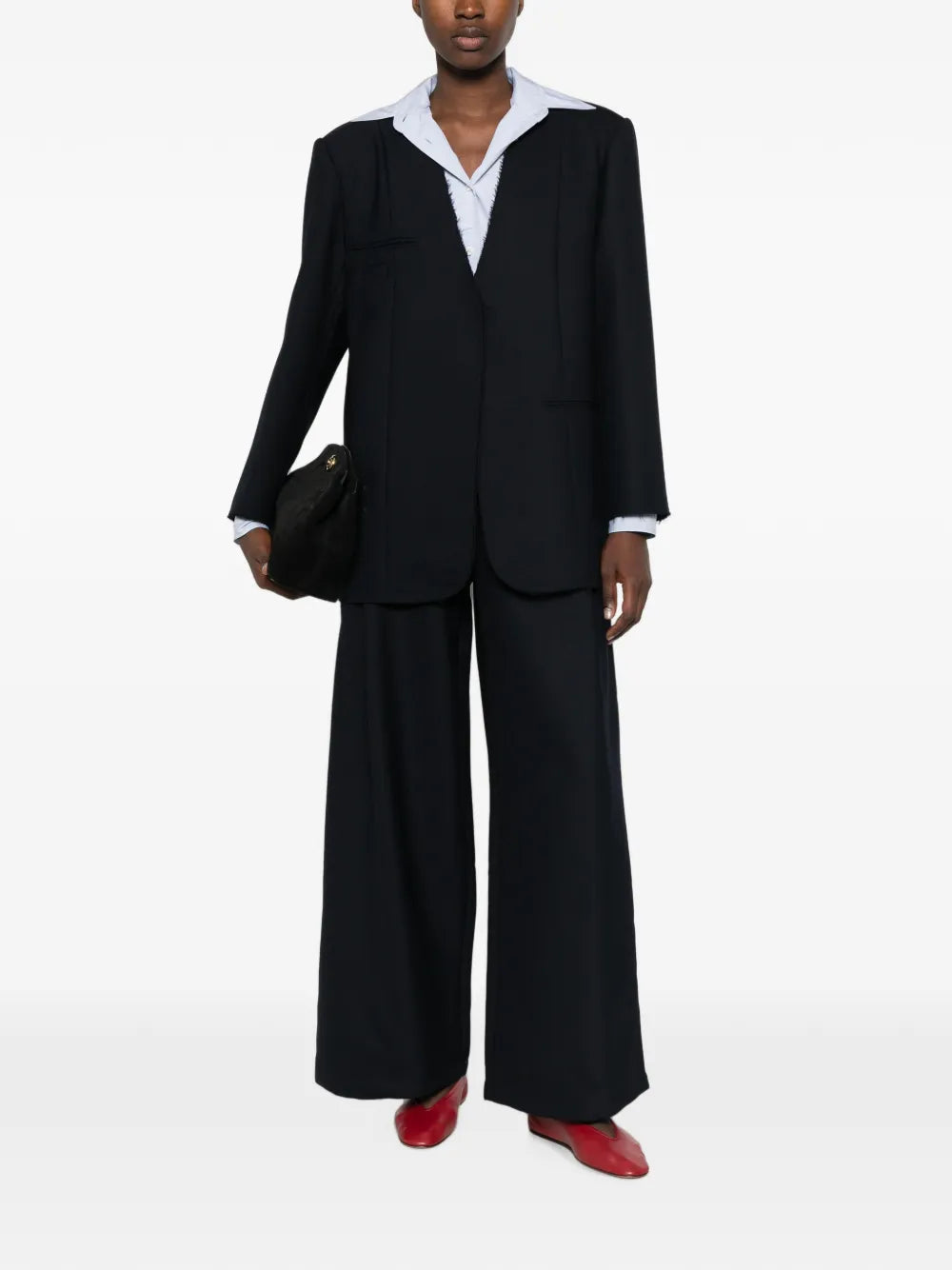 Pantalon Eleh marine à plis