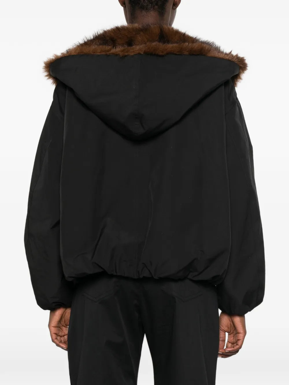 Veste Eleh noire à capuche bordée de fourrure artificielle