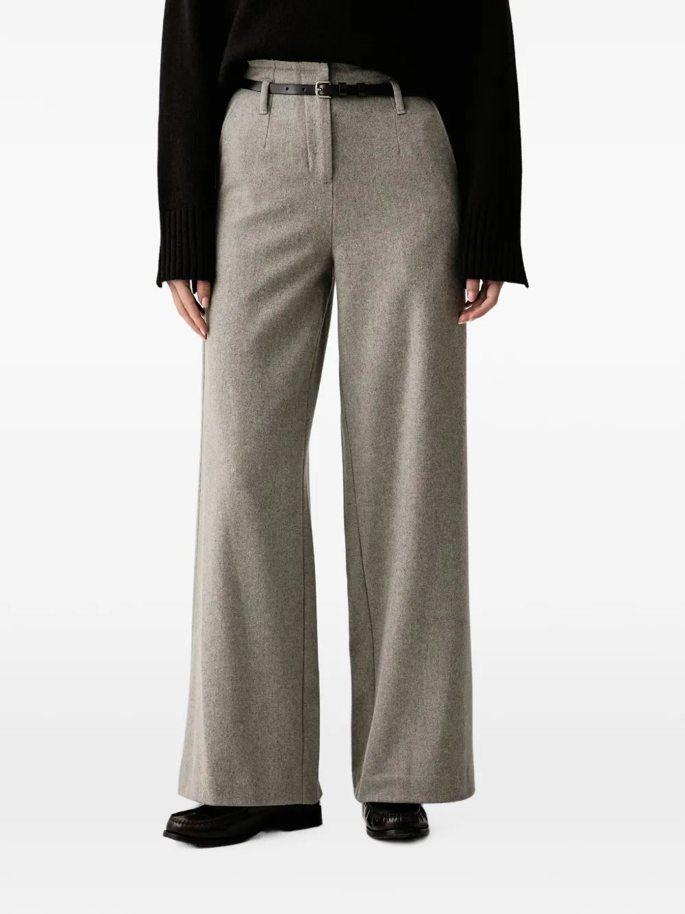 Pantalon Eleh gris chiné taille haute