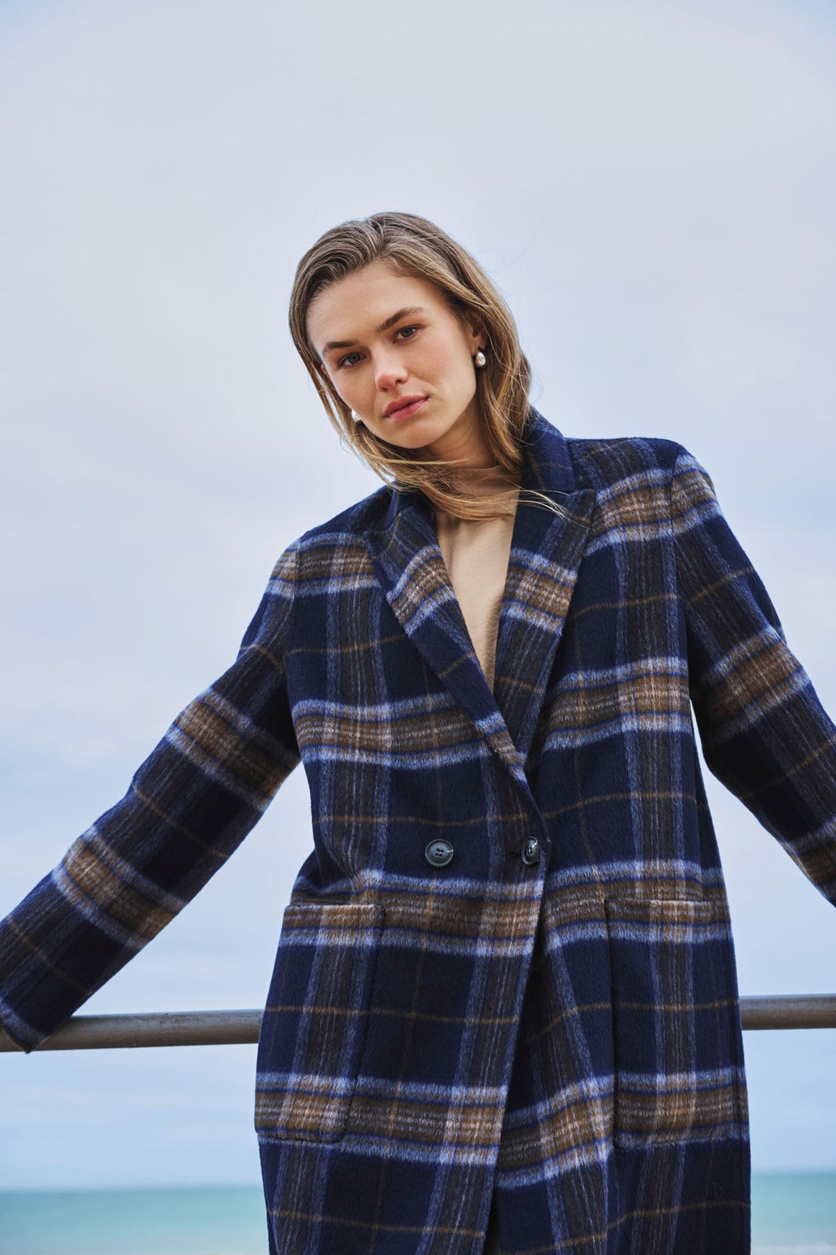 Manteau réversible Adria marine et beige