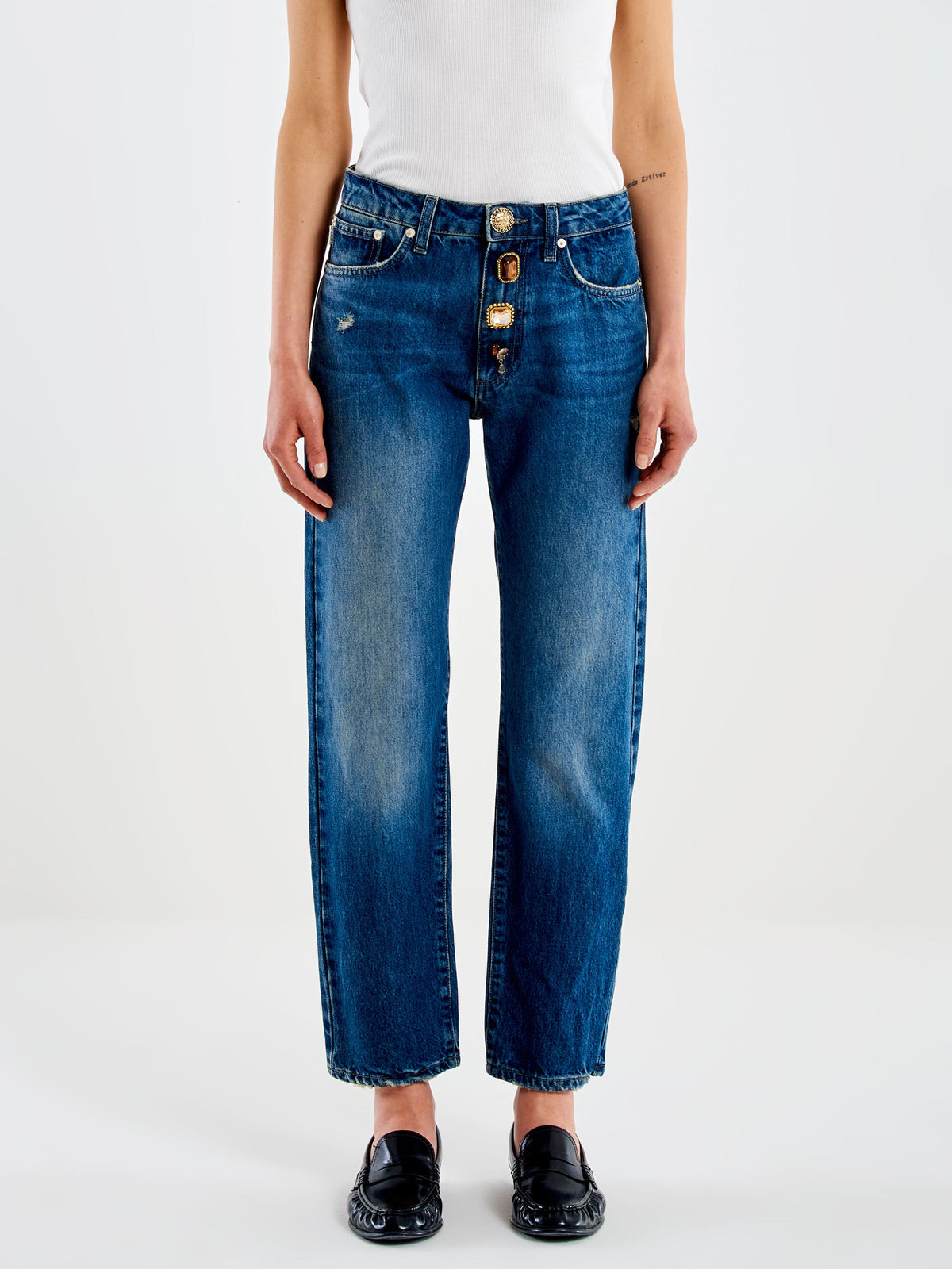 Jean Vicolo Zoe bleu boutons bijoux