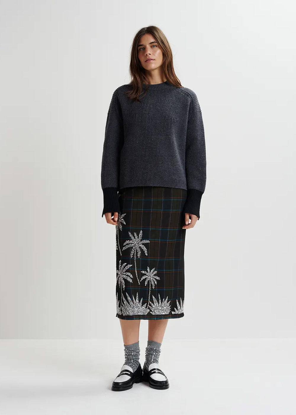 JUPE ESSENTIEL ANTWERP GREYHOUND MESH SEQUIN SKIRT