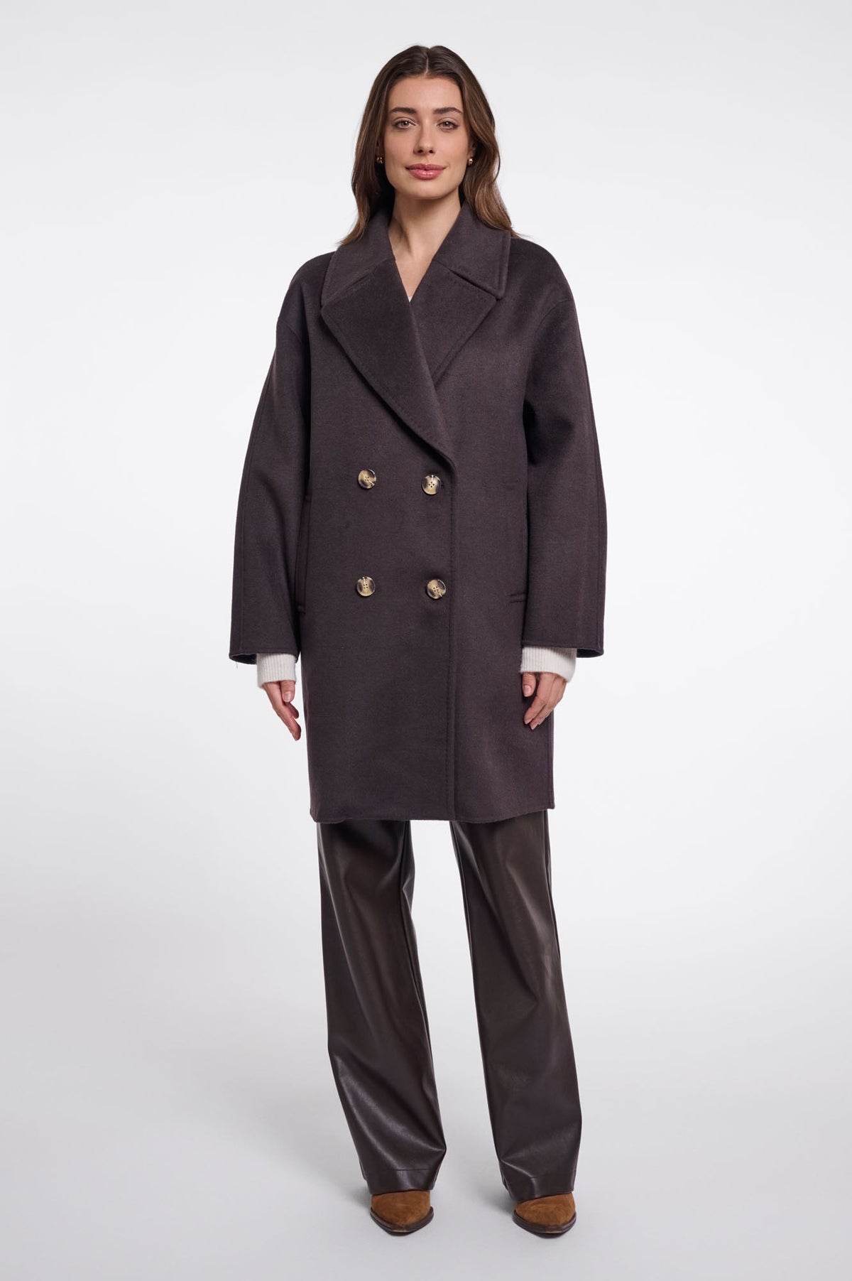 Manteau Rino & Pelle Geza marron foncé