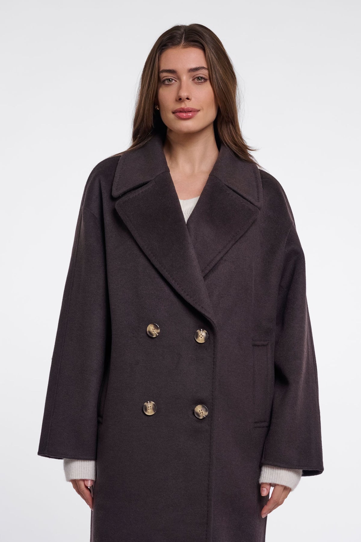 Manteau Rino & Pelle Geza marron foncé, vue 2