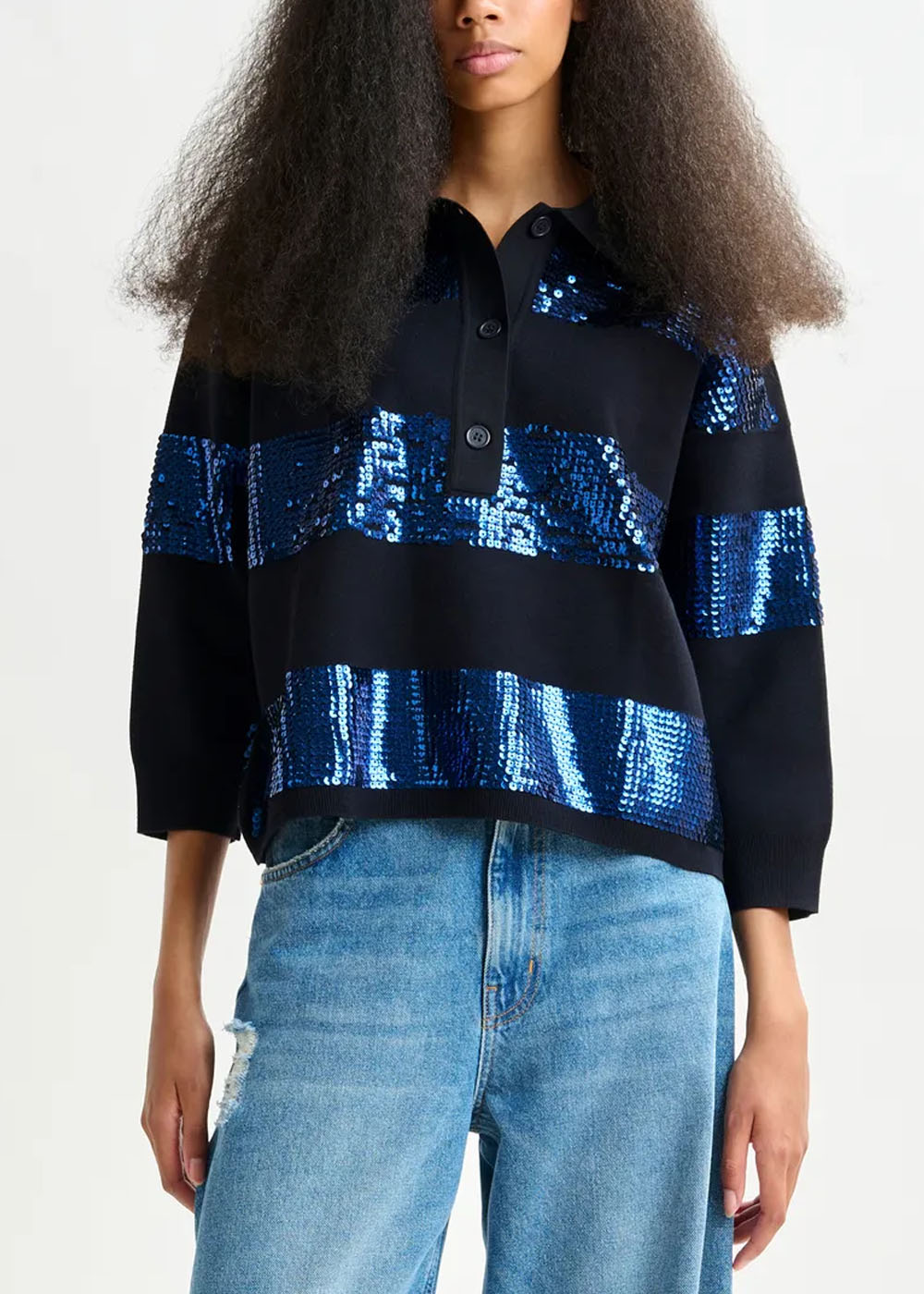 POLO ESSENTIEL ANTWERP ILLUMINATI STRIPED SEQUIN