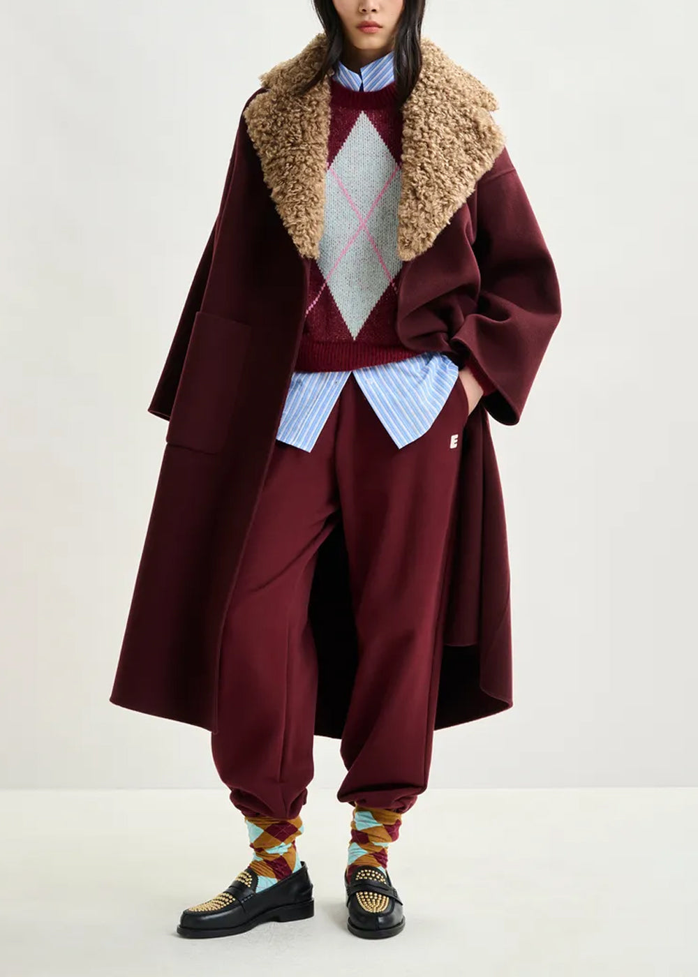 MANTEAU ESSENTIEL ANTWERP IRNO FAUX FUR COLLAR COAT