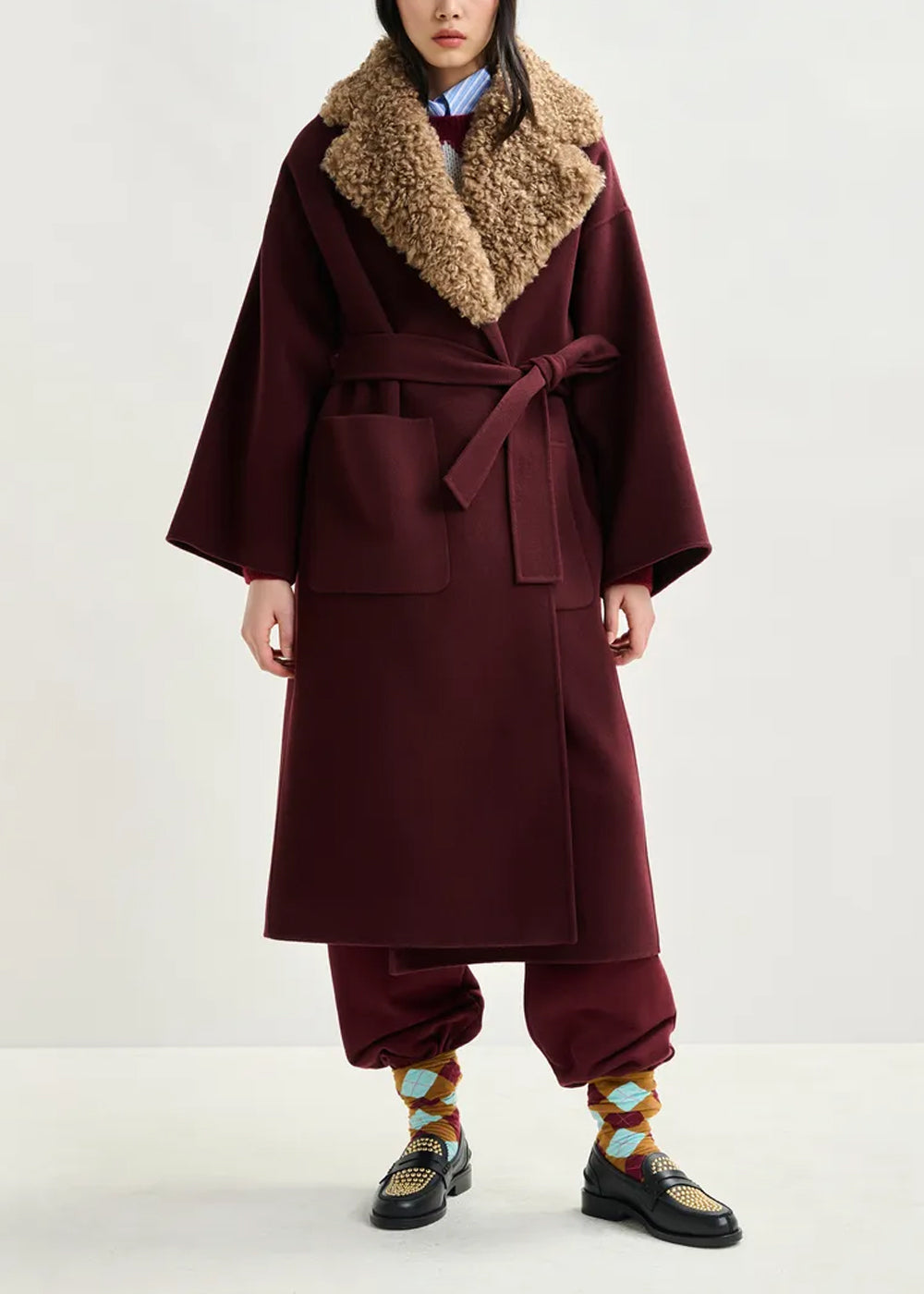 MANTEAU ESSENTIEL ANTWERP IRNO FAUX FUR COLLAR COAT
