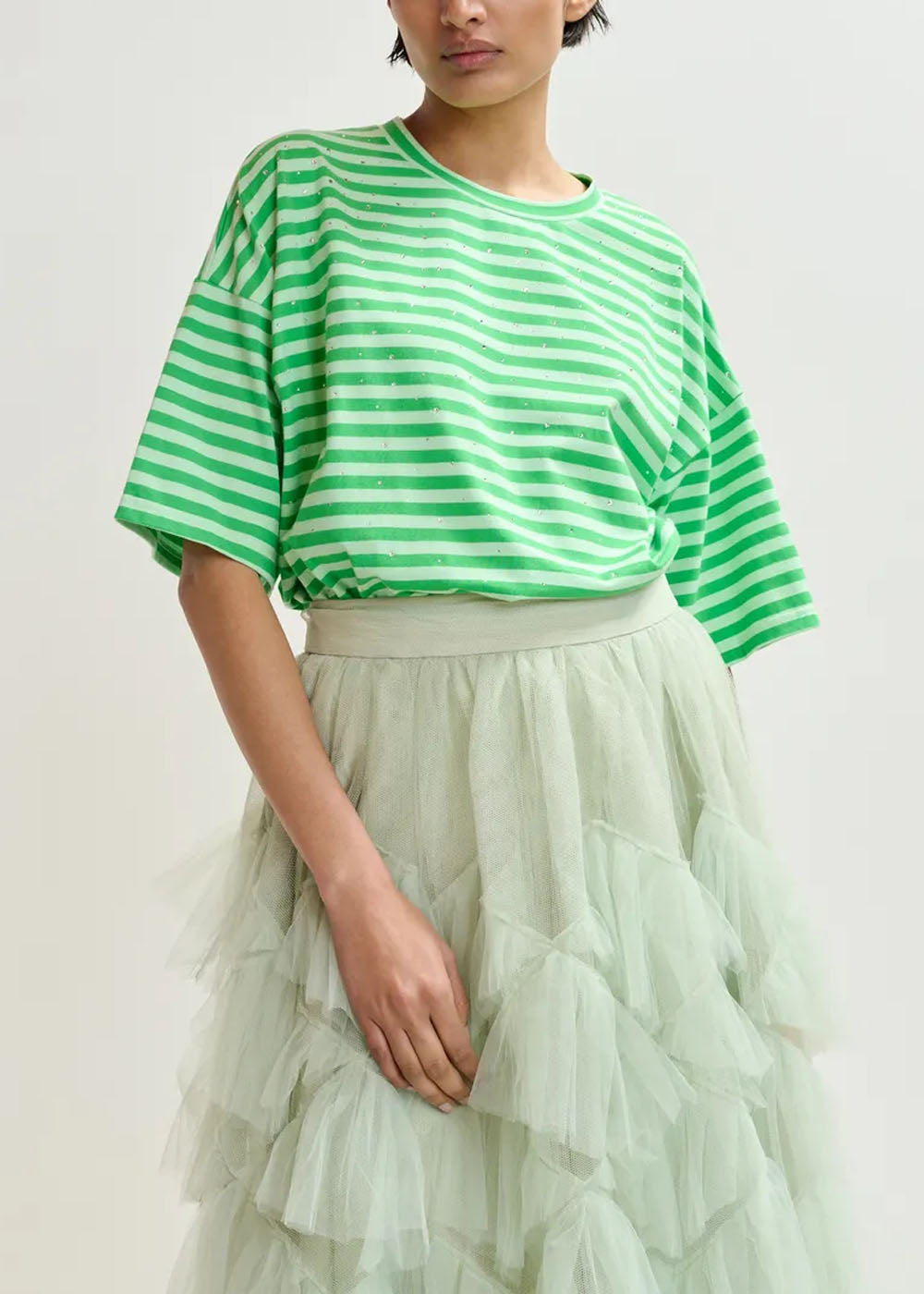 T-SHIRT ESSENTIEL ANTWERP JOSTE STRIPED W STRASS