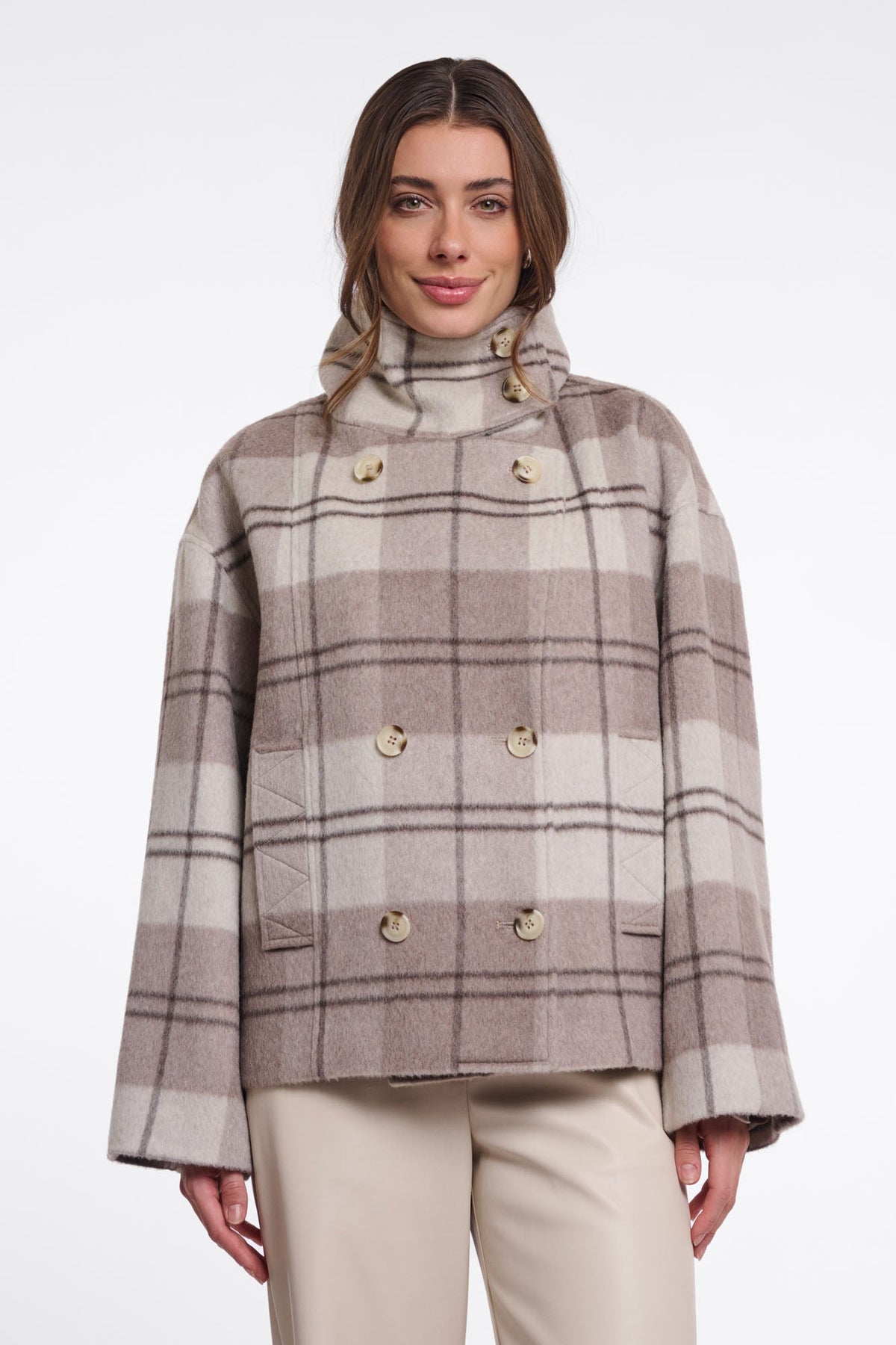 Veste Rino & Pelle Jenelle beige à carreaux