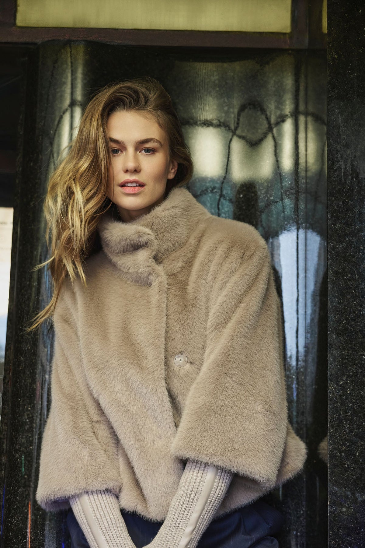 Veste Rino & Pelle Nesrin en fausse fourrure marron clair