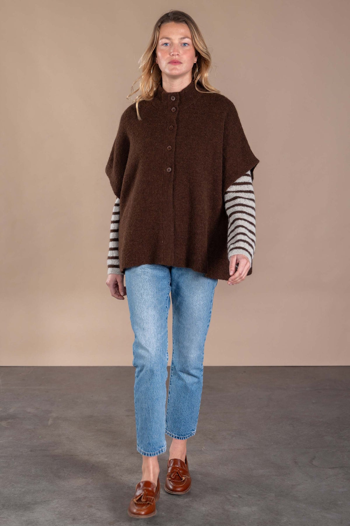 Veste poncho Anonym Apparel Rachel chocolat