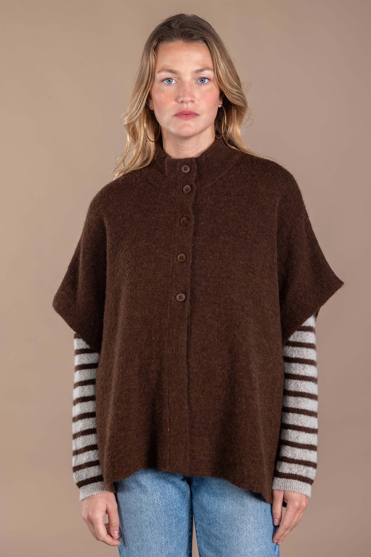 Veste poncho Anonym Apparel Rachel chocolat