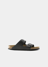 Mules Birkenstock Arizona BS en cuir birko flor noir, vue de profil – mules femme | Ann Tuil