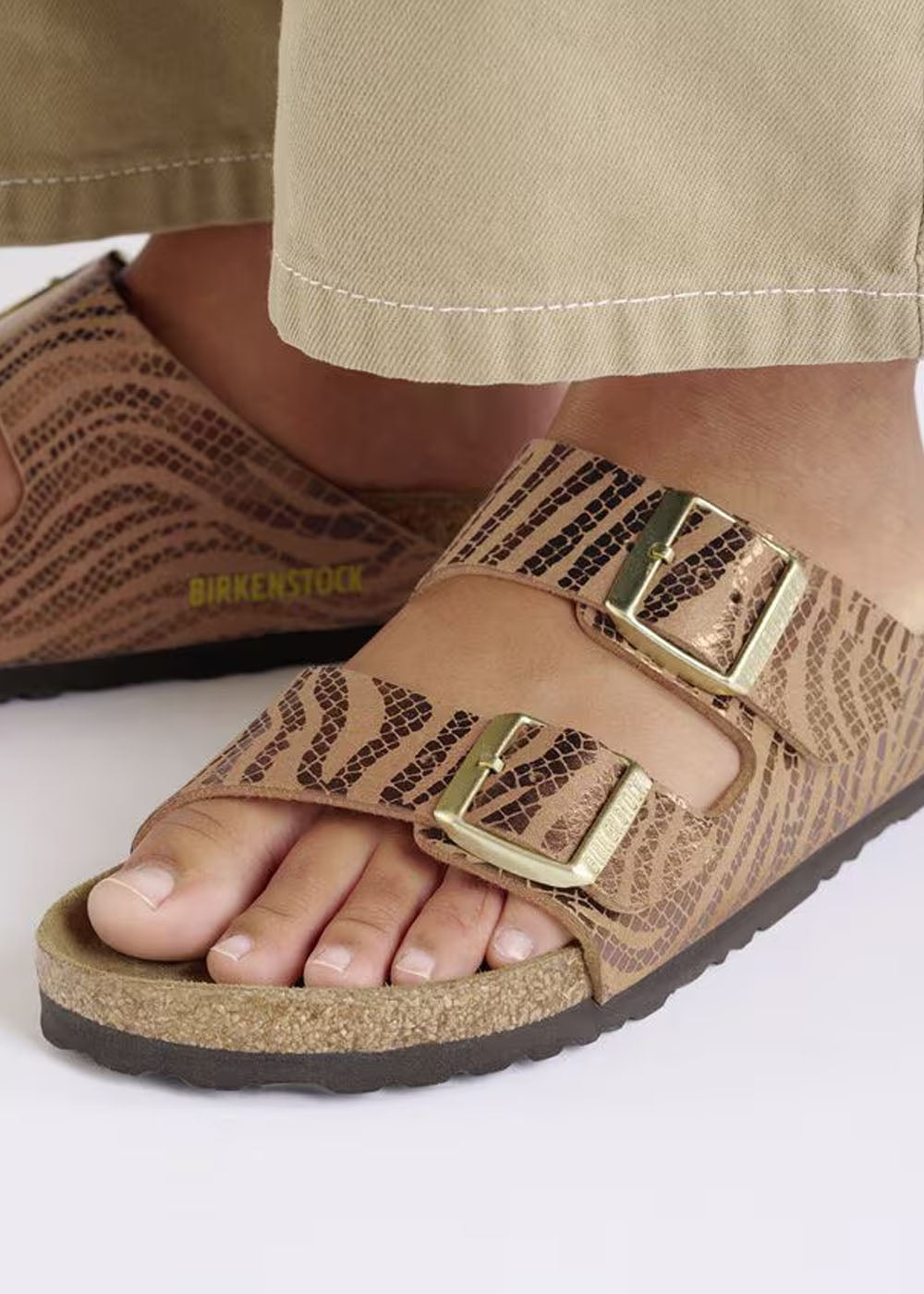 Mules Birkenstock Arizona BS en synthétique recyclé zebra pécan, vue 3 – mules femme | Ann Tuil
