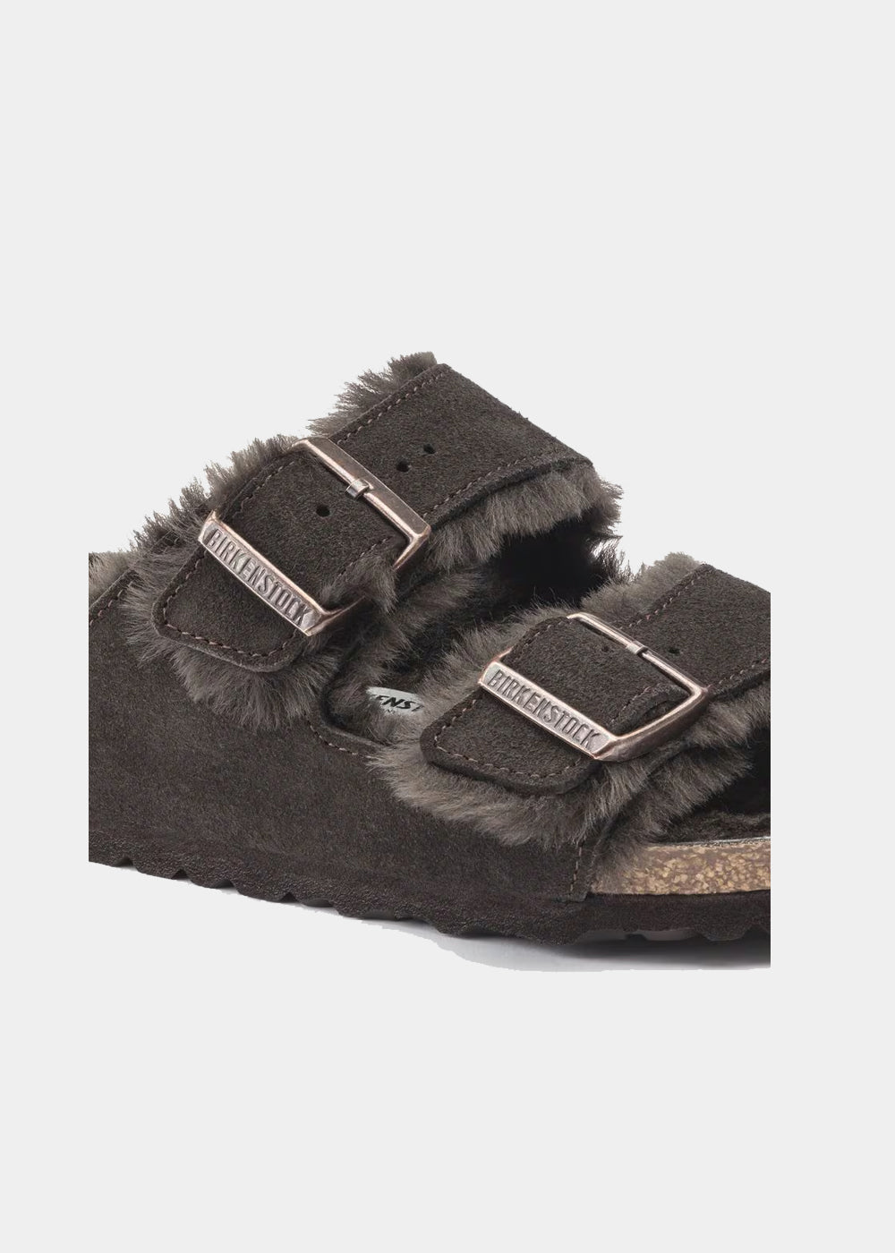 Mules Birkenstock Arizona Shearling en nubuck et fourrure marron, vue 4 – mules fourrées femme | Ann Tuil