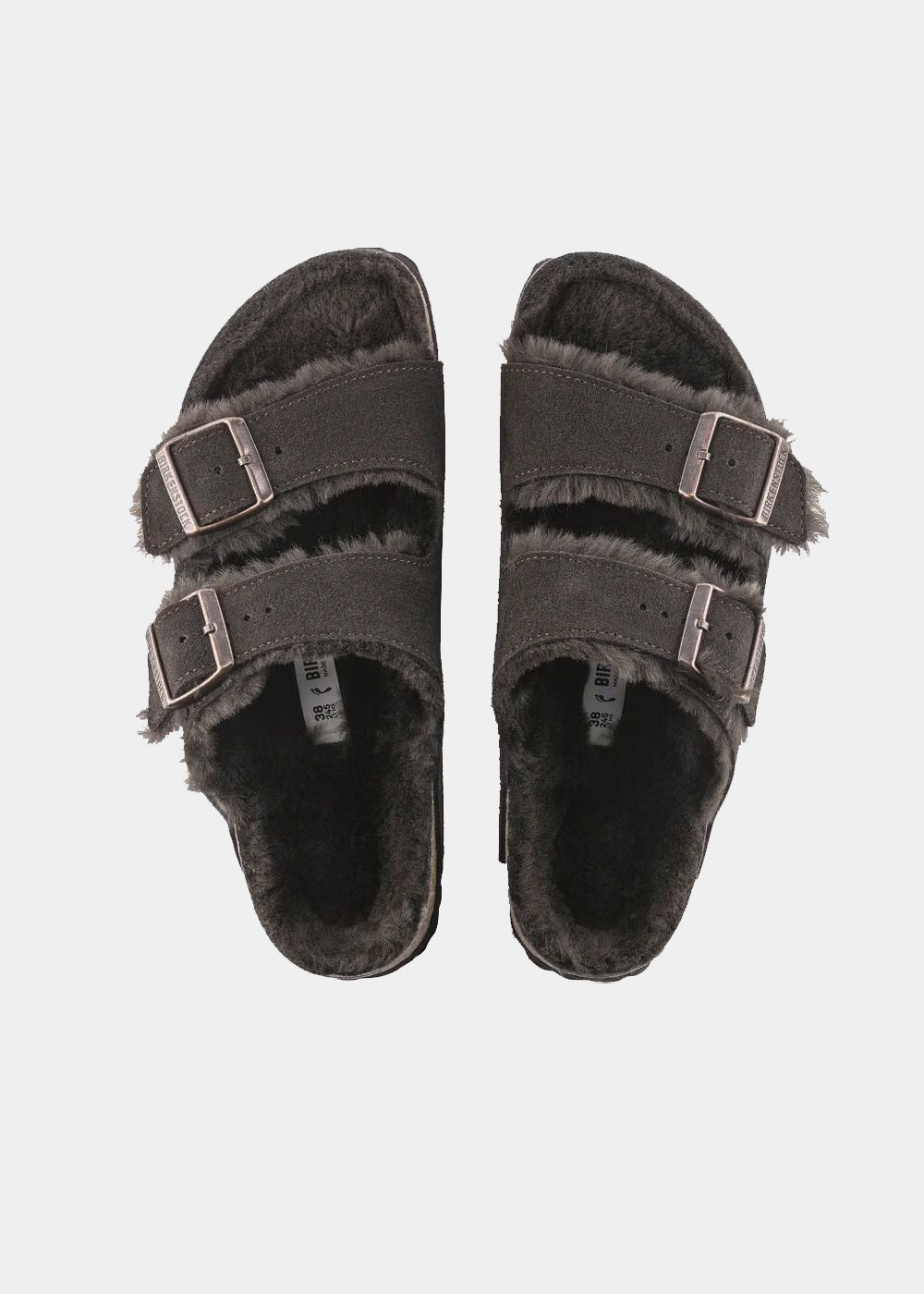 Mules Birkenstock Arizona Shearling en nubuck et fourrure marron, vue 5 – mules fourrées femme | Ann Tuil