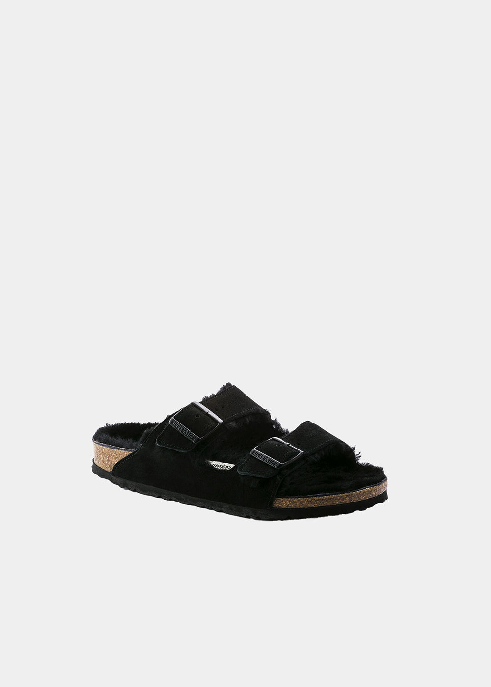 Mules Birkenstock Arizona Shearling en nubuck et fourrure noir, vue 2 – mules fourrées femme | Ann Tuil