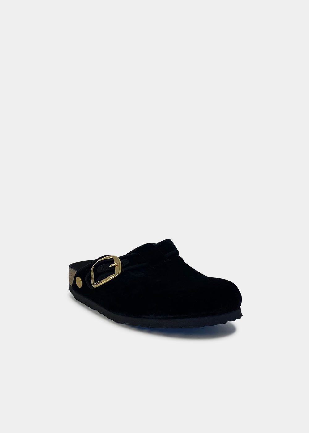 Sabots Birkenstock Boston BB Biping Rivet Logo en velvet noir, vue 2 – sabots femme | Ann Tuil