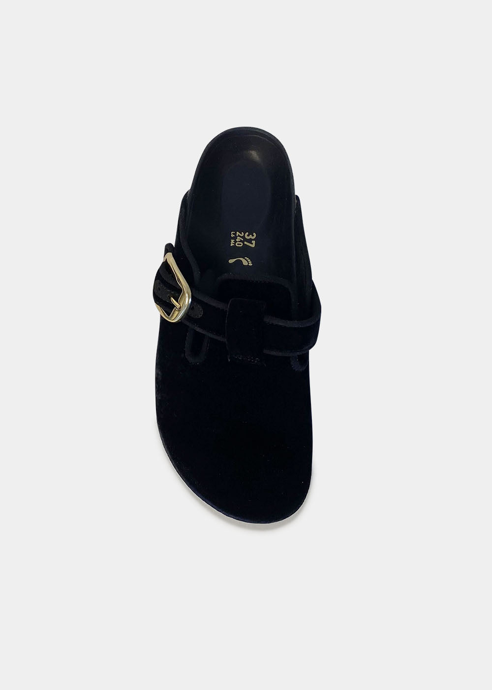 Sabots Birkenstock Boston BB Biping Rivet Logo en velvet noir, vue 3 – sabots femme | Ann Tuil