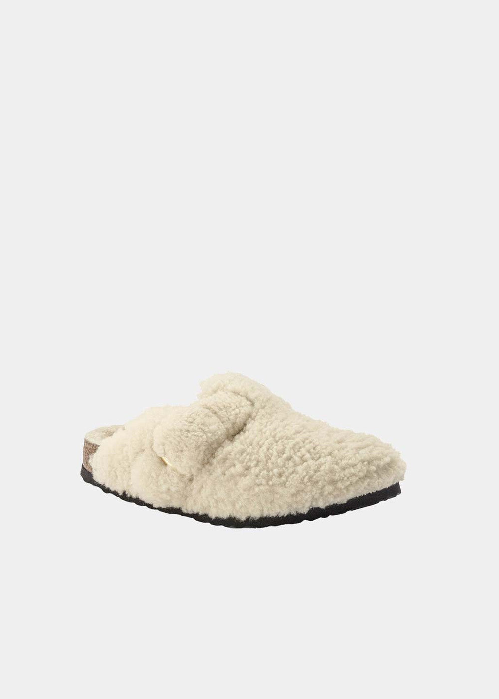 Sabots Birkenstock Boston BB Shearling Teddy Eggshell en mouton ecru, vue 2 – sabots fourrés femme | Ann Tuil