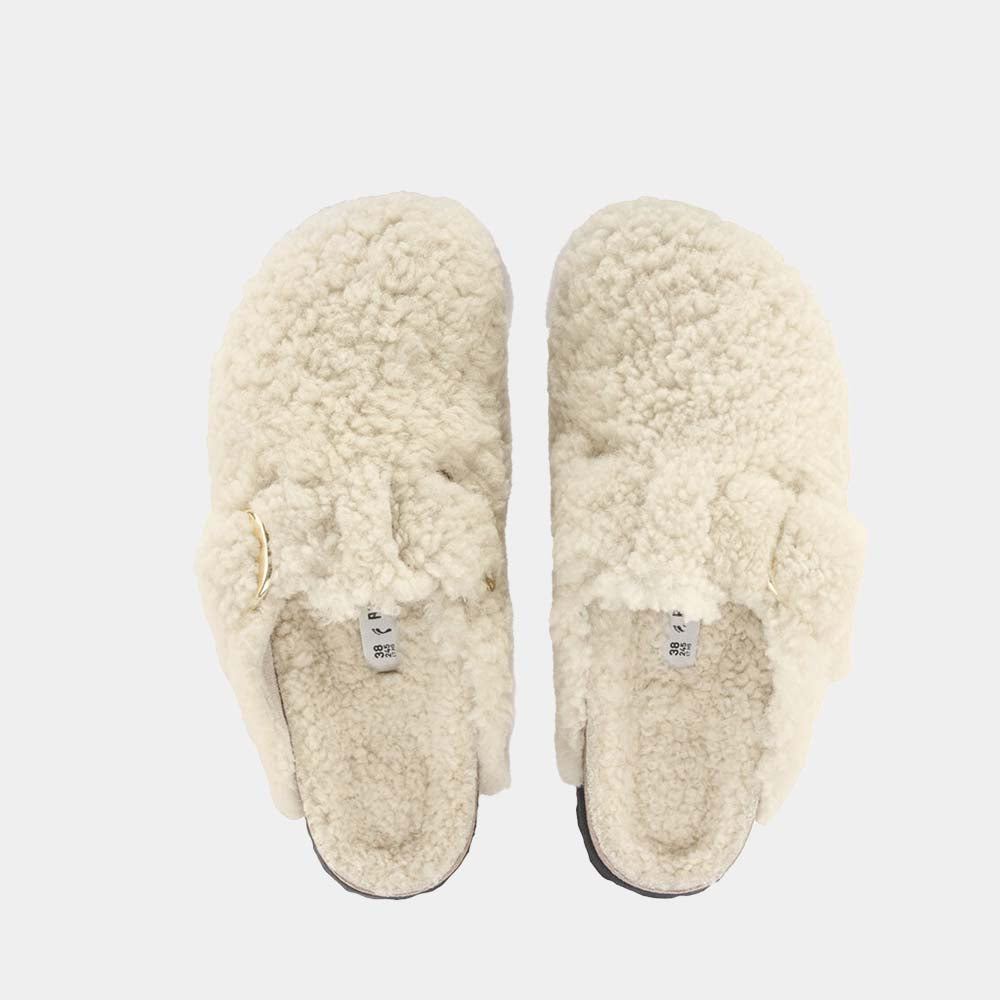 Sabots Birkenstock Boston BB Shearling Teddy Eggshell en mouton ecru, vue 4 – sabots fourrés femme | Ann Tuil