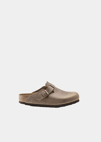 Sabots Birkenstock Boston BS en cuir huilé tabacco, vue de profil – sabots femme | Ann Tuil