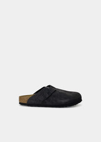Sabots Birkenstock Boston BS en velvet grey, vue de profil – sabots femme | Ann Tuil