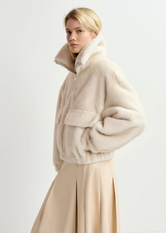 Blouson aviateur Essentiel Antwerp Genz blanc cassé, vue 1 – blouson aviateur femme | Ann Tuil