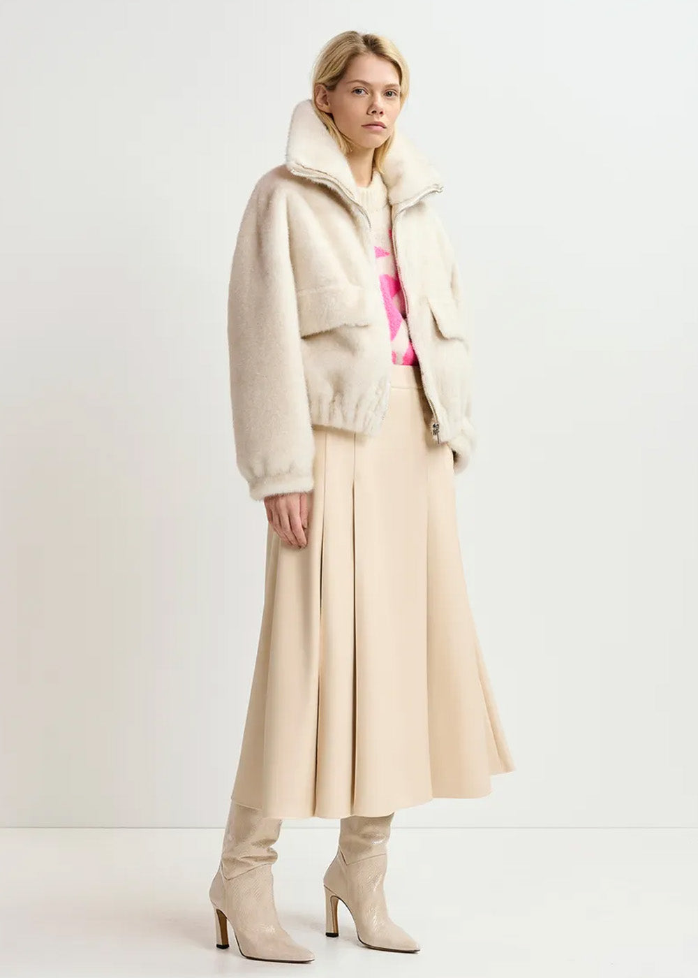 Blouson aviateur Essentiel Antwerp Genz blanc cassé, vue 3 – blouson aviateur femme | Ann Tuil