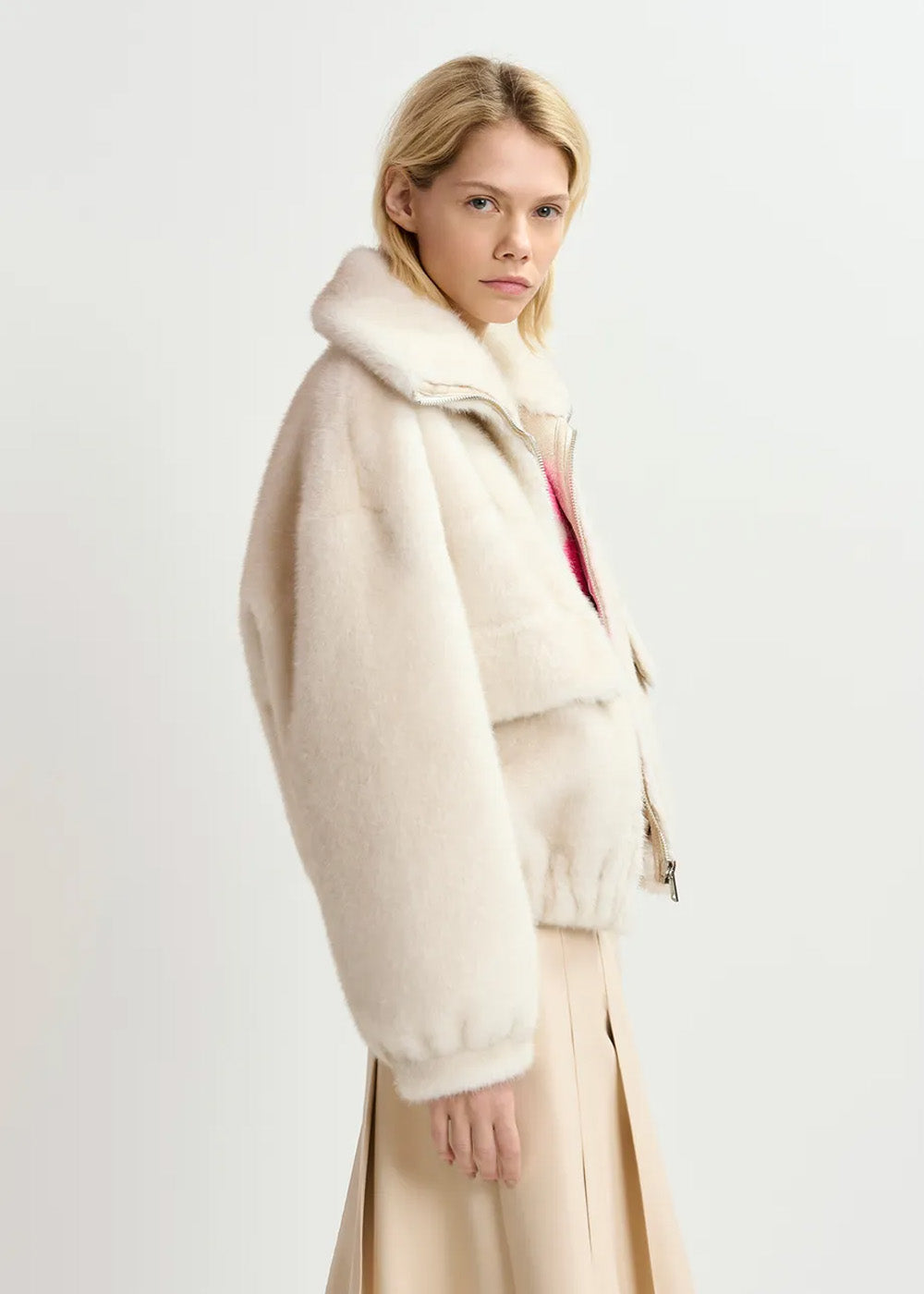 Blouson aviateur Essentiel Antwerp Genz blanc cassé, vue 4 – blouson aviateur femme | Ann Tuil