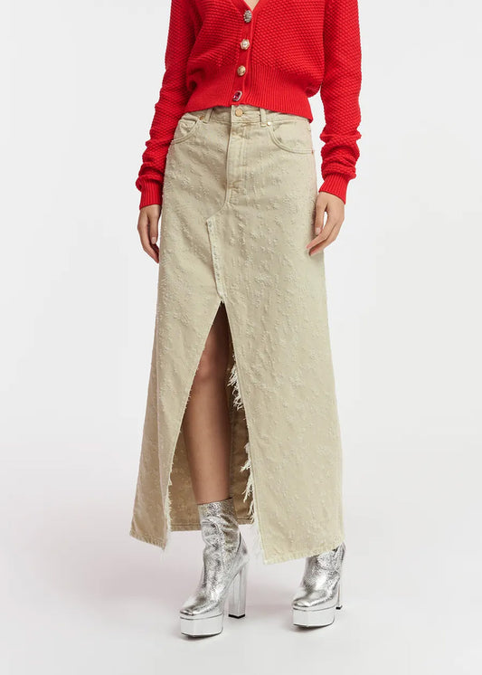 Jupe Essentiel Antwerp Friendly Denim Skirt almond milk, vue 1 – jupe femme | Ann Tuil