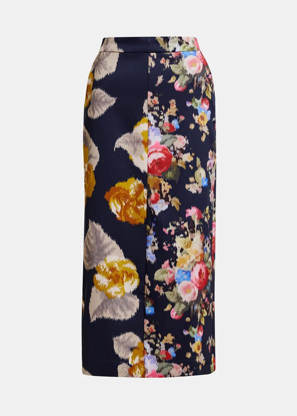 Jupe Essentiel Antwerp Jonsea Midilength Pencil Skirt marine et fleurs multicolores, vue 4 – jupe femme | Ann Tuil