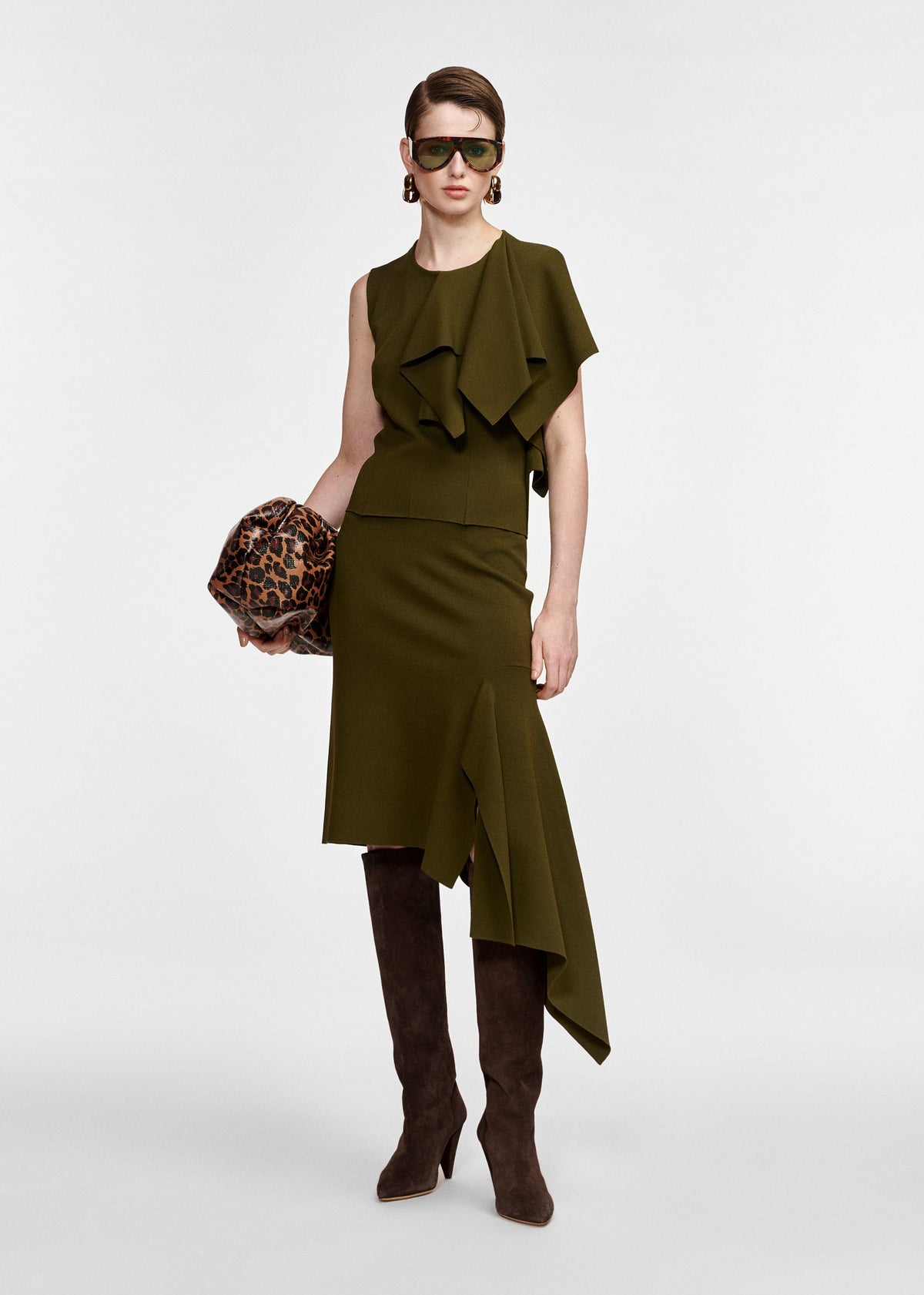 Jupe Essentiel Antwerp Kap kaki, vue 3 – jupe femme | Ann Tuil