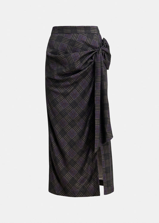 Jupe mi-longue Essentiel Antwerp Karm noir, gris et blanc cassé, vue 1 – jupe mi-longue femme | Ann Tuil