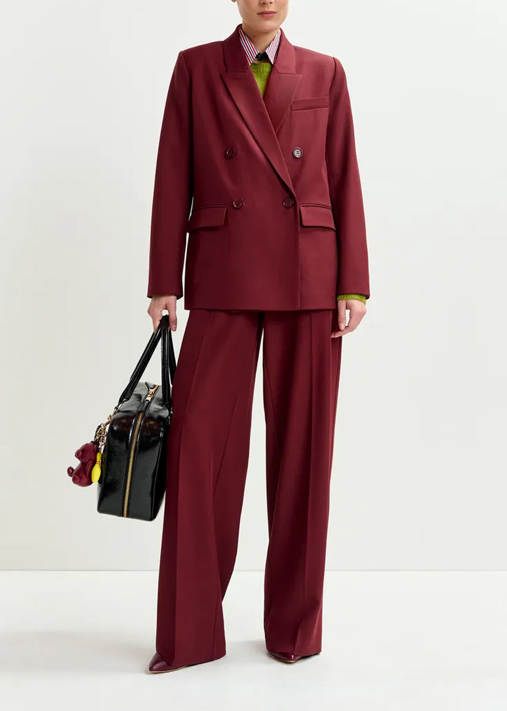 Pantalon Essentiel Antwerp Izi Elasticated Waist Pants bordeaux, vue 3 – pantalon femme | Ann Tuil